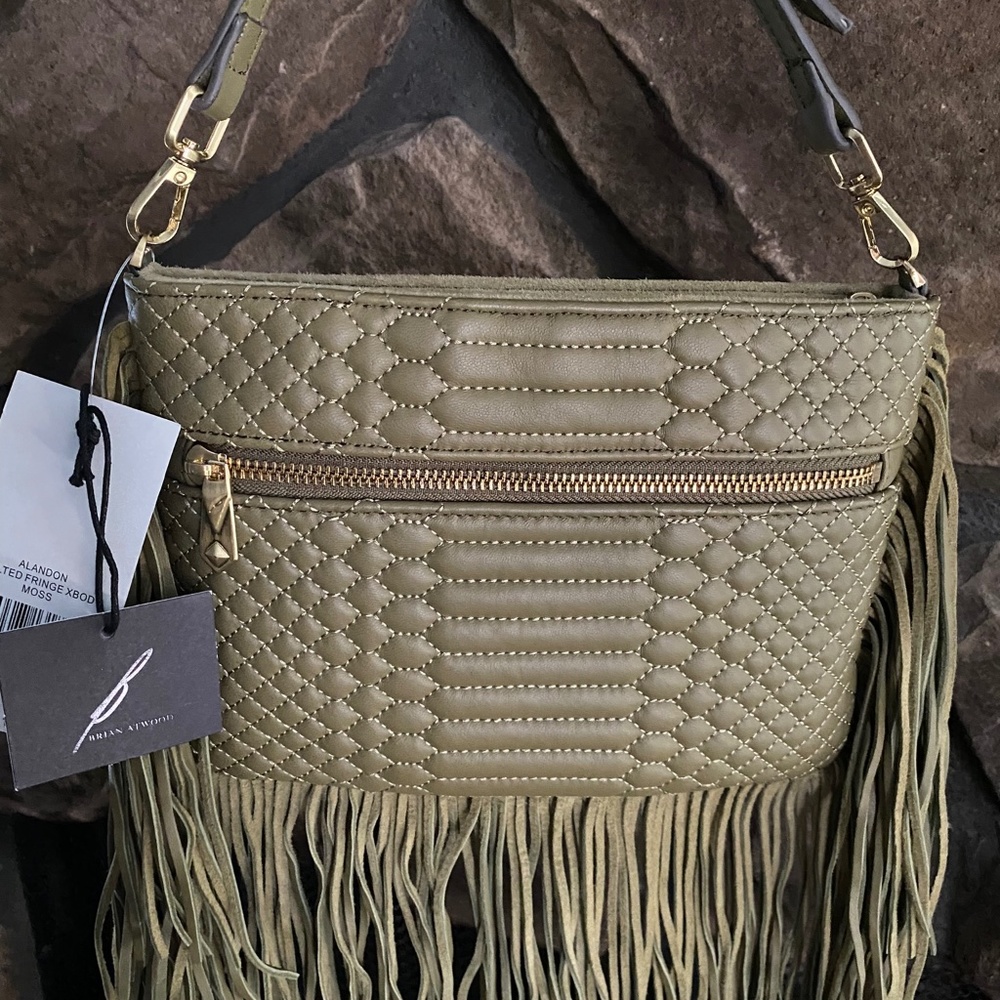 Brian Atwood Leather Crossbody Bag Purse Olive Green Alandon NWT